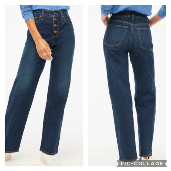J. Crew Denim - J Crew Wide Leg Button Fly Jeans Dark Wash Size 28